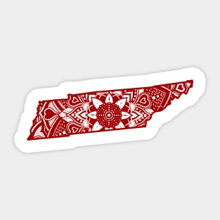 Red Tennessee State Gift Mandala Yoga TN Art Sticker